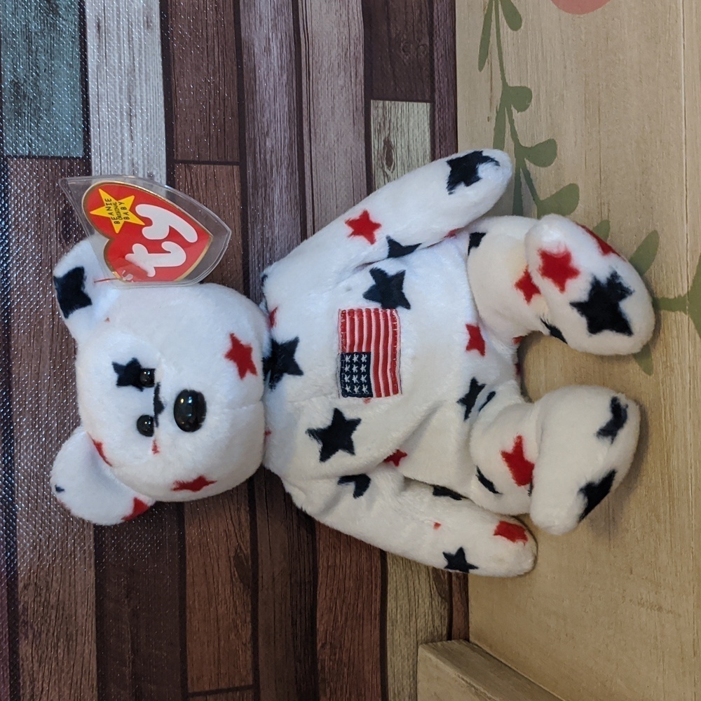 USA Glory Bear 1997 patriotic Olympic beanie babies red white blue Collectible